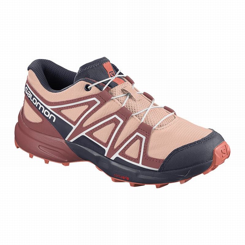 Chaussures De Trail Running Salomon Enfant Bordeaux / Corail - Salomon SPEEDCROSS - France (7859-BYM